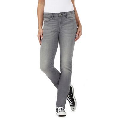 Wrangler Grey straight fit 'Drew' mid waisted jeans